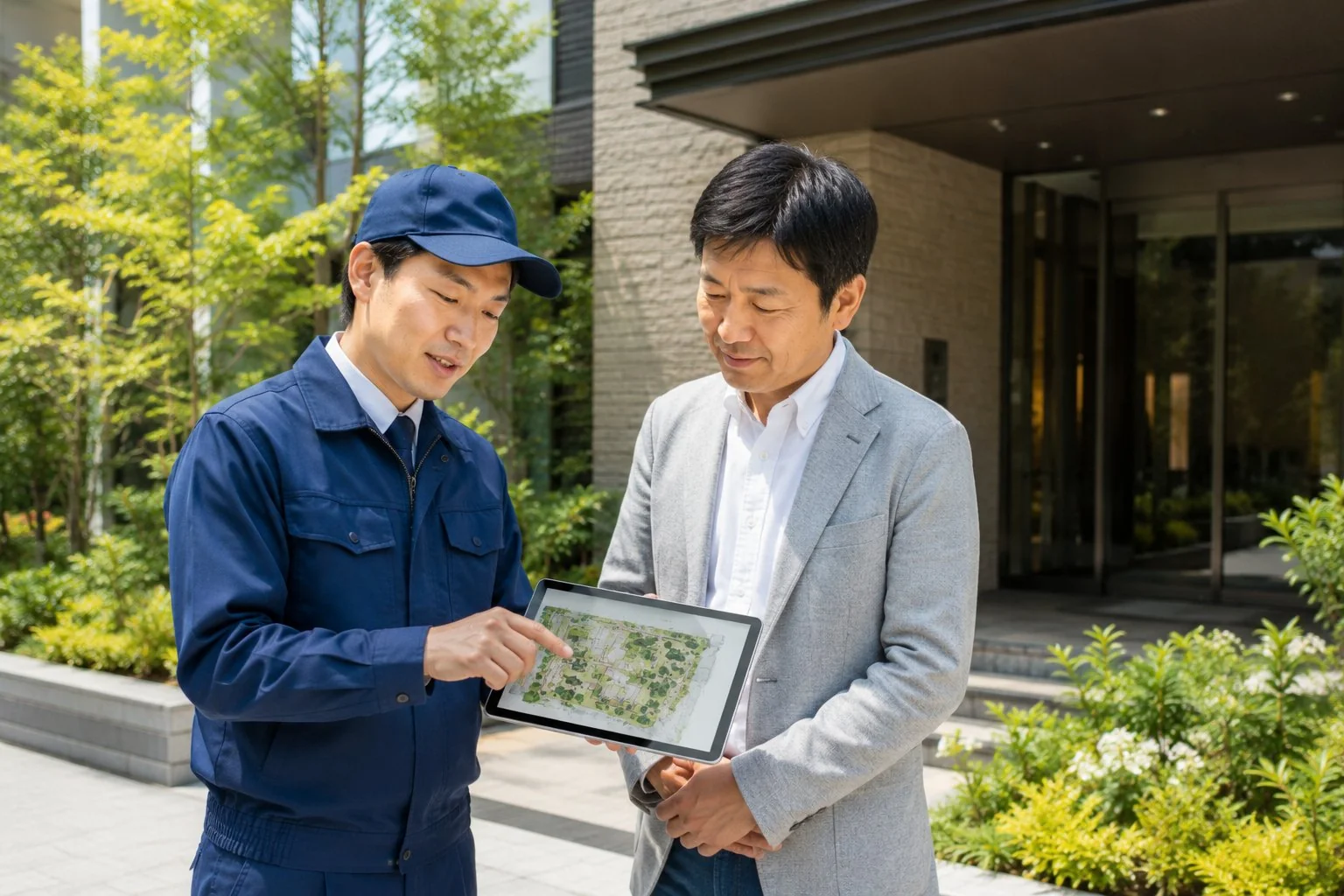 タブレットを使った植栽プランの提案